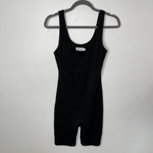 Ribbed Black Tank Romper by Unknown Brand